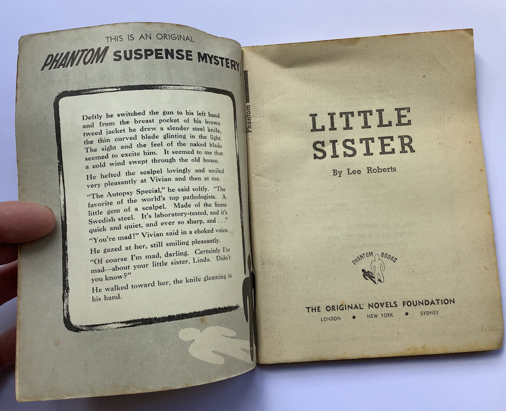 LITTLE SISTER crime pulp fiction book by Lee Roberts 1954